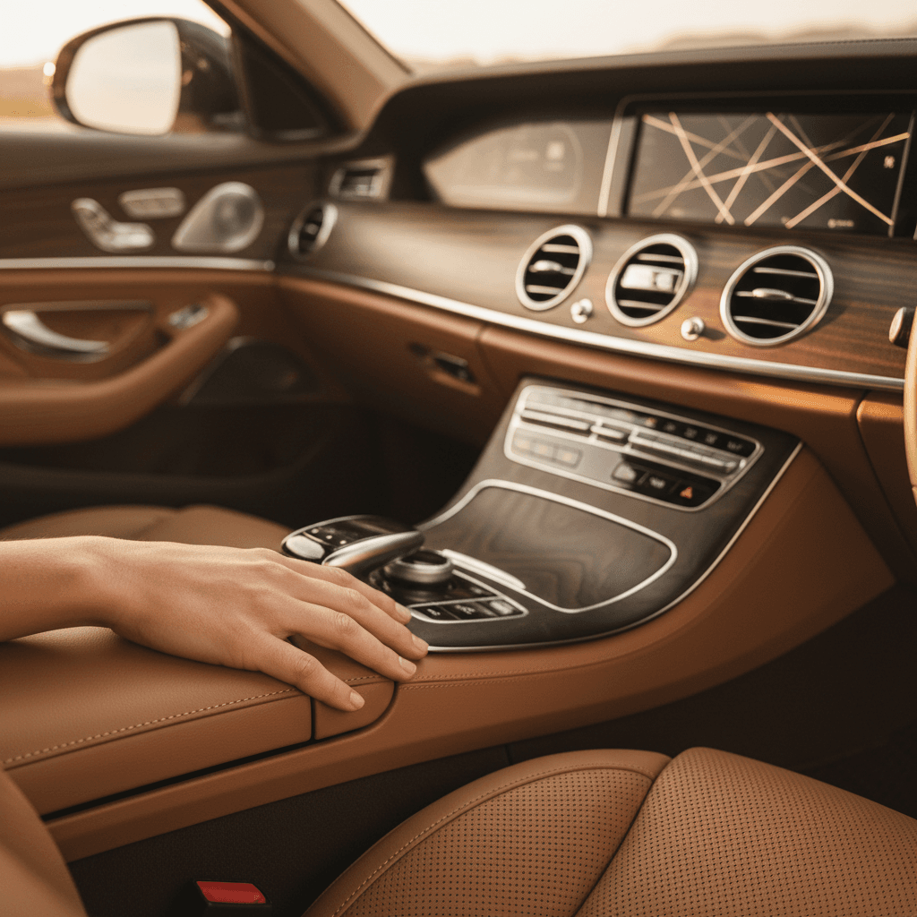 शर्यम समर्थ टूर की गाड़ी के साफ इंटीरियर की दृश्य